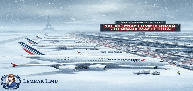 Salju Lebat Lumpuhkan Penerbangan di Paris Bandara Macet Total